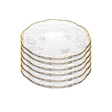 Imagem de Jogo 6 Pratos Sobremesa Lyor Butterfly Cristal Fio De Ouro