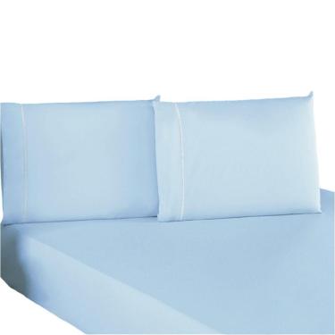 Imagem de Jogo De Lençol Casal Padrão Percal 200 Fios 100% Algodão 3 Peças - Azul