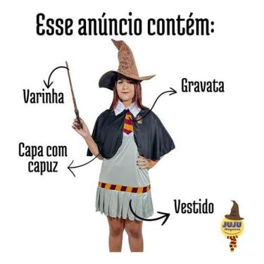 Imagem de Fantasia Hermione Adulto Harry Potter Grifinória Com Varinha Tamanho:P
