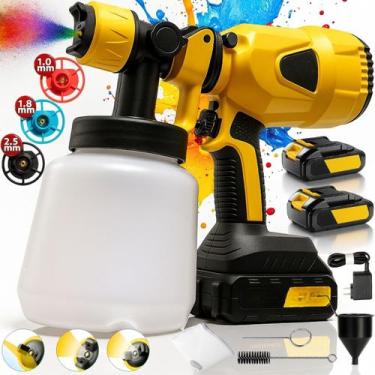 Imagem de Pistola Pulverizadora Pintura Tinta Elétrica 2 Baterias Pro - Genérico