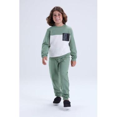 Imagem de Conjunto Infantil Masculino Moletom Bicolor com Bolso  Inverno - Vida 