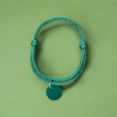 Imagem de Coleira colar de cordas trançadas ajustável com plaquinha de identific