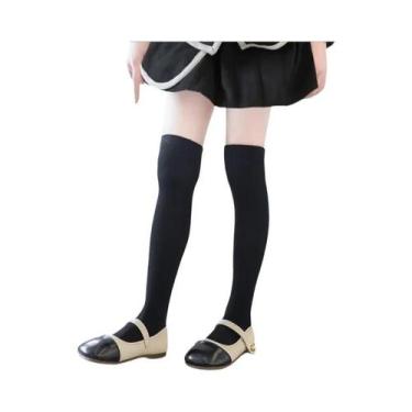 Imagem de Meias Brancas Até O Joelho Para Meninas E Meias Pretas De Futebol Para