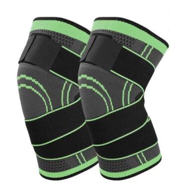 Imagem de Kit Par Joelheira Compressão Ajustável Ortopédica Elástica Alívio Dor 