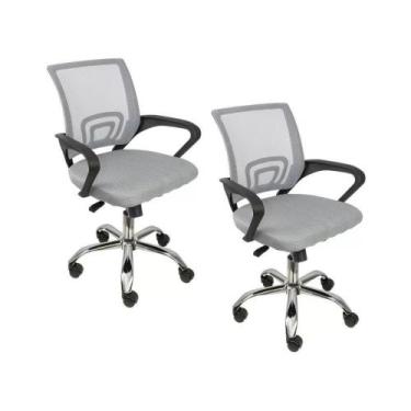 Imagem de Kit 2 Cadeiras De Escritório Begonia Tela Mesh Ergonômico Cinza - Ofic