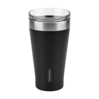 Imagem de Copo Térmico Tramontina Exata Em Aço Inox Preto Com Tampa 550 Ml