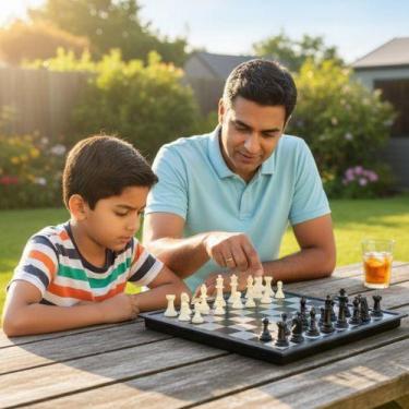 Imagem de Jogo De Xadrez Dobrável Magnético Luxo Portátil Grande - Luiggi Presen