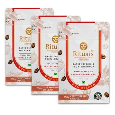Imagem de Café em Grãos 3 Corações Rituais Frutas Vermelhas Kit 3 Pacotes de 250