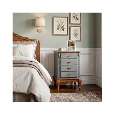 Imagem de Mesa De Cabeceira Linz Pés Luis XV 80 x 53 x 40 cm (A x L x P) - Cor Cinza Escuro/Imbuia Glazer