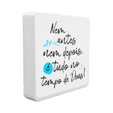 Imagem de Luminária Box Slim no Tempo de Deus USB TPC para Decoração com Luz Difusa Bivolt Fita LED 5W Polietileno