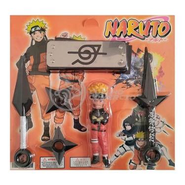 Imagem de Kit Boneco Action Figure Uzumaki Naruto Shippuden com Bandana, 2 Kunai e 2 Shuriken Tiktoys
