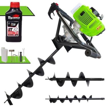 Imagem de Perfurador de Solo MPS52 a Gasolina 2T 52CC 1,8HP com Brocas 80x10 80x15 80x20 Menegotti