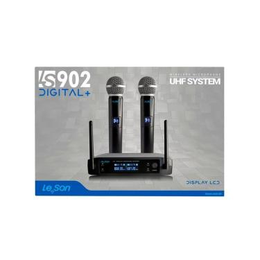 Imagem de Sistema de Microfone sem Fio Duplo LS902 com Tecnologia UHF e Até 16 Frequências Programáveis Preto Leson