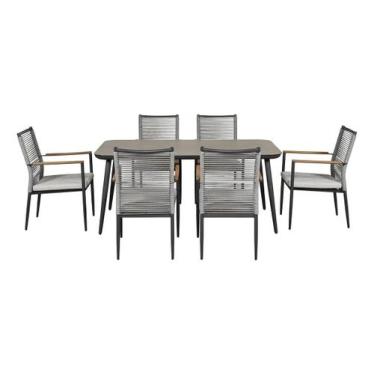 Imagem de Conjunto De Jantar Aluminio 7 Pecas 1 Mesa 6 Cadeiras - Brazil Home Li