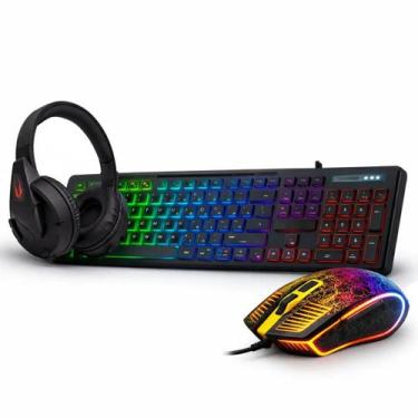 Imagem de Kit Gamer Acessórios Led Teclado Semi Mecânico Mouse Óptico Headset Co