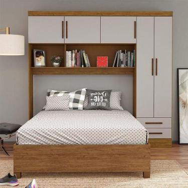 Imagem de Guarda Roupa Modulado Com Cama Paris 5 Portas 2 Gavetas Freijó Com Off