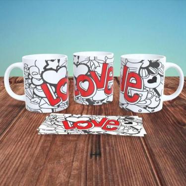 Imagem de Caneca de Porcelana Casal Decorada 10 325ML Personalizada Branco Outra