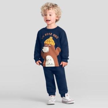 Imagem de Conjunto infantil menino em moletom de urso Brandili-Masculino