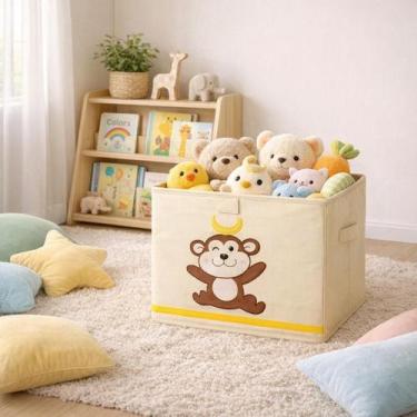 Imagem de Cesto Organizador Infantil Grande Caixa Brinquedos Animais - Dolce Hom