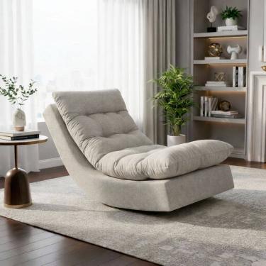 Imagem de Poltrona Balance Leve Balanço Linho Premium Easy Clean Luxo Para Sala Quarto Conforto R...
