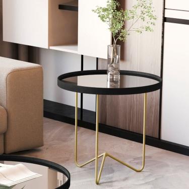 Imagem de Mesa Lateral Redonda Espelhada Alamanda JB Moveis