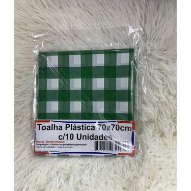 Imagem de Kit 10 Toalha De Mesa Lisa Plástica 70x70cm Para Aniversário Festa Casamento Xadrez Verde