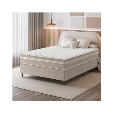 Imagem de Colchão Conjugado Casal Umaflex Lotus Molas Ensacadas 64?cm Branco e Bege