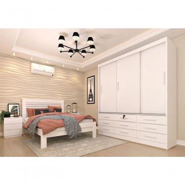 Imagem de Guarda Roupa Casal 3 Portas 9 Gavetas - Chicago-neve - Tcil Móveis