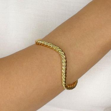 Imagem de Bracelete Regulável Torcido Ondas Banhado em Ouro 18k - Anastásia Joia
