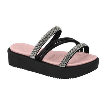 Imagem de Sandália Slide Plataforma Infantil Feminina com Strass Molekinha