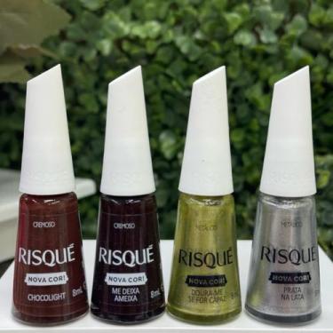 Imagem de Kit 4 Esmalte Risque Nova Cor ChocoLight, Me Deixa Ameixa, Doura-Me Se