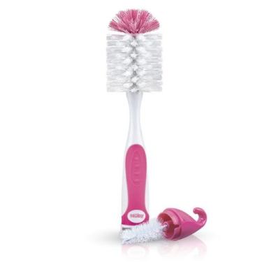 Imagem de Escova  Para Higienizar Bicos Mamadeiras e Garrafinhas Nûby 2em1, Rosa