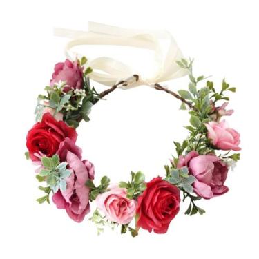 Imagem de Bandana com coroa floral LLinfflr Fairy Woodland Elf para mulher