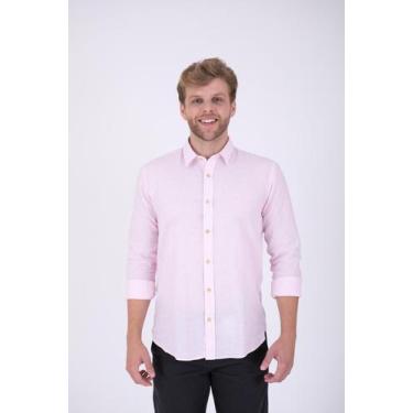 Imagem de Camisa Masculina Linho Manga Longa - JR, Rosa, 5