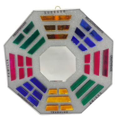 Imagem de Baguá Feng Shui de Vidro Espelhado Prateado Octogonal 16 cm - Lua Mist