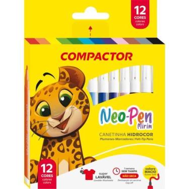 Imagem de Caneta Hidrográfica NEO-PEN Mirim 12 Cores - Pacote com 5 - Compactor