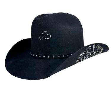 Imagem de Chapéu Pralana Infantil Boiadeira Strass Aba 8,5 Preto Menina, Preto, 