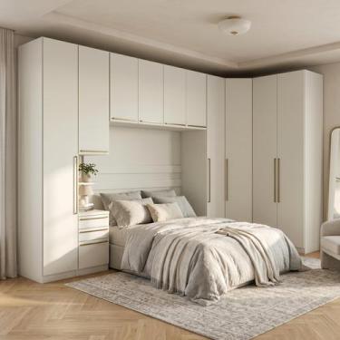 Imagem de Guarda Roupa Casal Modulado 6 Peças com Cabeceira 10 Portas 6 Gavetas 