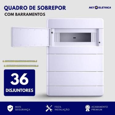 Imagem de Quadro de distribuição elétrica com Barramento 36 disjuntores Sobrepor