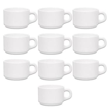 Imagem de Jogo 10 Xícara de Café Branca Vidro Opalino Hotel Restaurante 90ml Roj