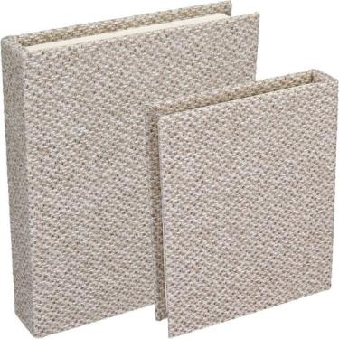 Imagem de Kit 2 Caixa Organizadora HomeCo Livro Linho Bege - HOME&CO