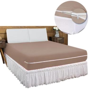 Imagem de Capa De Colchão Queen Size Com Ziper 1,58m x 1,98m x 30cm Em Malha 100