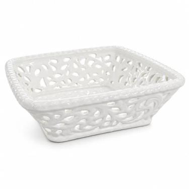 Imagem de Fruteira/Centro de Mesa em Cerâmica Vazada Quadrada - 23.50cm - Collez