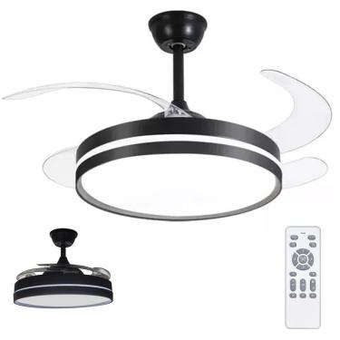 Imagem de Ventilador de Teto com Luz LED e Controle Remoto Leva Pra Casa 60W 50CM 4 Pás 6 Velocidades Branco FL03 Bivolt