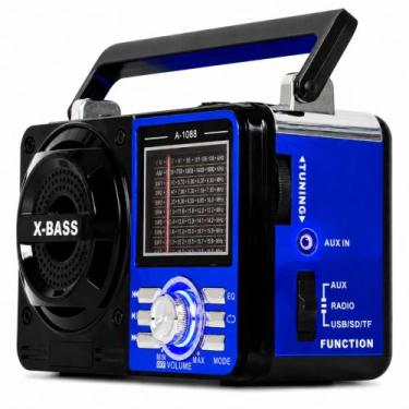 Imagem de Rádio Cor Azul Portátil Com Bluetooth e Lanterna Am Fm A Pilha E Energ