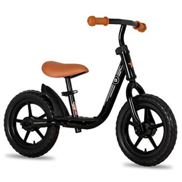 Imagem de JOYSTAR Bicicleta de equilíbrio infantil de 30,5 cm para meninos e meninas de 3 a 5 anos com apoio para os pés de 30,5 cm, bicicletas de empurrar para equilíbrio de bebê, presentes de aniversário para meninos de 3 a 5 anos, preta