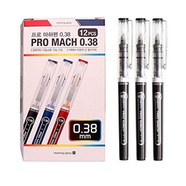 Imagem de Caneta esferográfica Morning Glory Pro Mach (12 peças, 6 peças) ponta fina de 0,38 mm, Black (12 pcs)