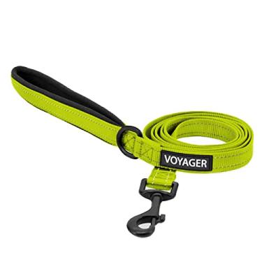 Imagem de Best Pet Supplies Coleira Refletora Voyager Para Cães Com Alça De Neoprene 1 5 M De Comprimento Suporta Filhotes Pequenos Médios E Grandes Fofos E Resistentes Para Caminhar Correr E Treinar - Verde Limão G