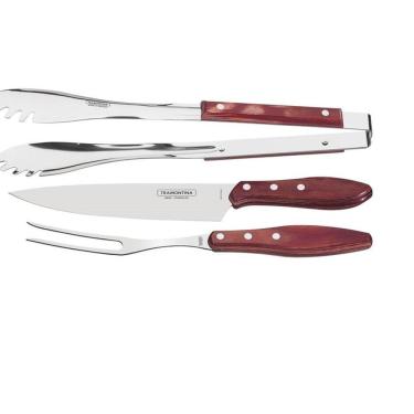 Imagem de Jogo Kit Para Churrasco Inox 3 Peças Polywood Tramontina