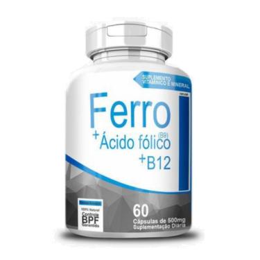 Imagem de Ferro + Ácido Fólico + B12 500mg 60 Cápsulas - 4 Elementos